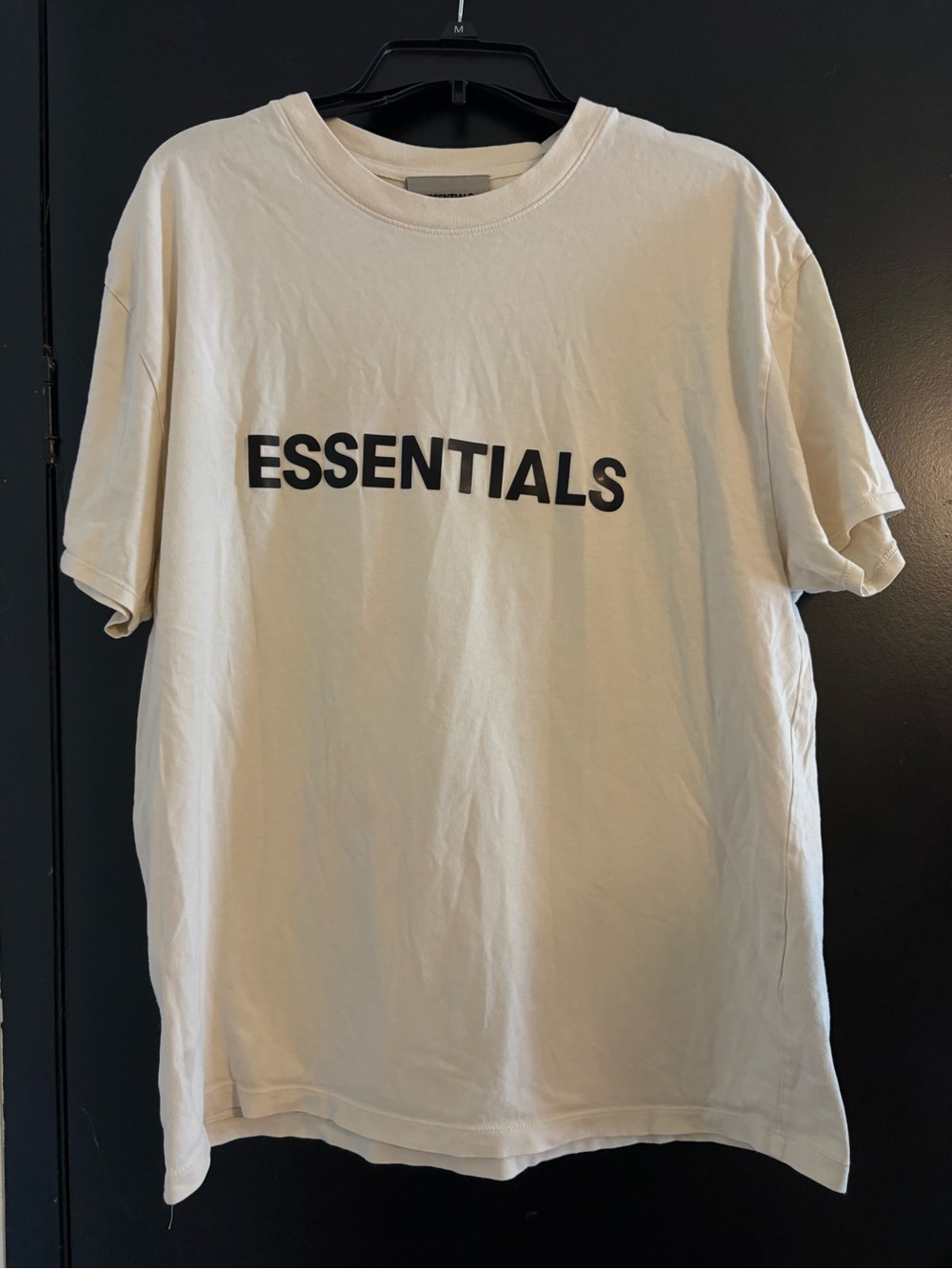 Essentials Off-White Short Sleeve Crew Tee with Black Logo